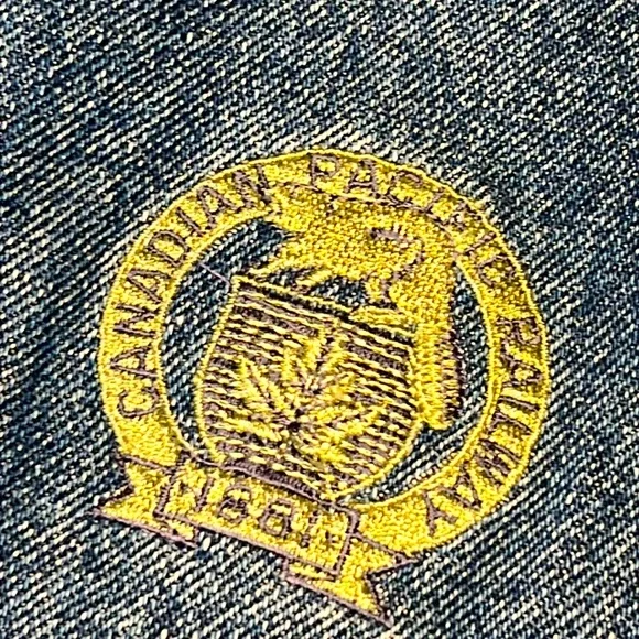 CP Rail Denim Varsity Jacket. Canadian Pacific railway Vintage Jacket. Medium - Picture 2 of 16